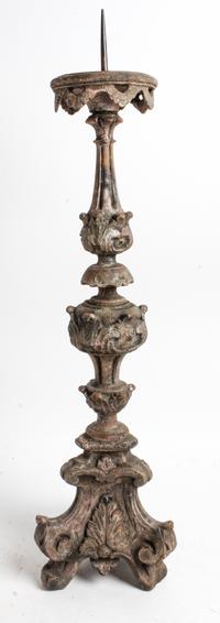 An Italian Silvered Wood Pricket Height 28 5/8 inches. — 18TH/19TH CENTURY
