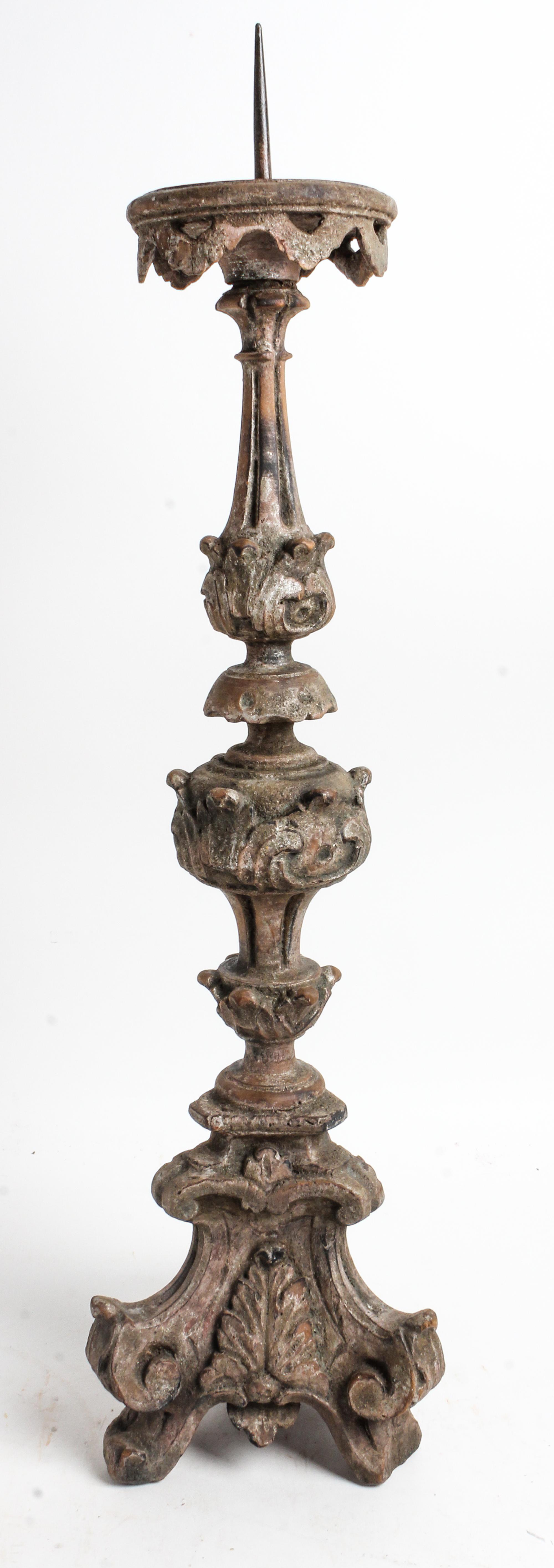 An Italian Silvered Wood Pricket Height 28 5/8 inches. — 18TH/19TH CENTURY