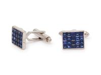 A Pair of White Gold and Sapphire Cufflinks,