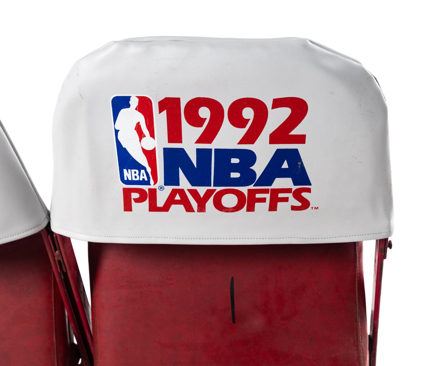 A Row of Three Chicago Bulls 1992 NBA Playoffs Chicago Stadium Courtside Seat Chairs