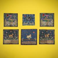 Six Chinese Embroidered Silk Military Rank Badges, Late 19th-Early 20th Century — 晚清-民國 刺綉武官補子六種