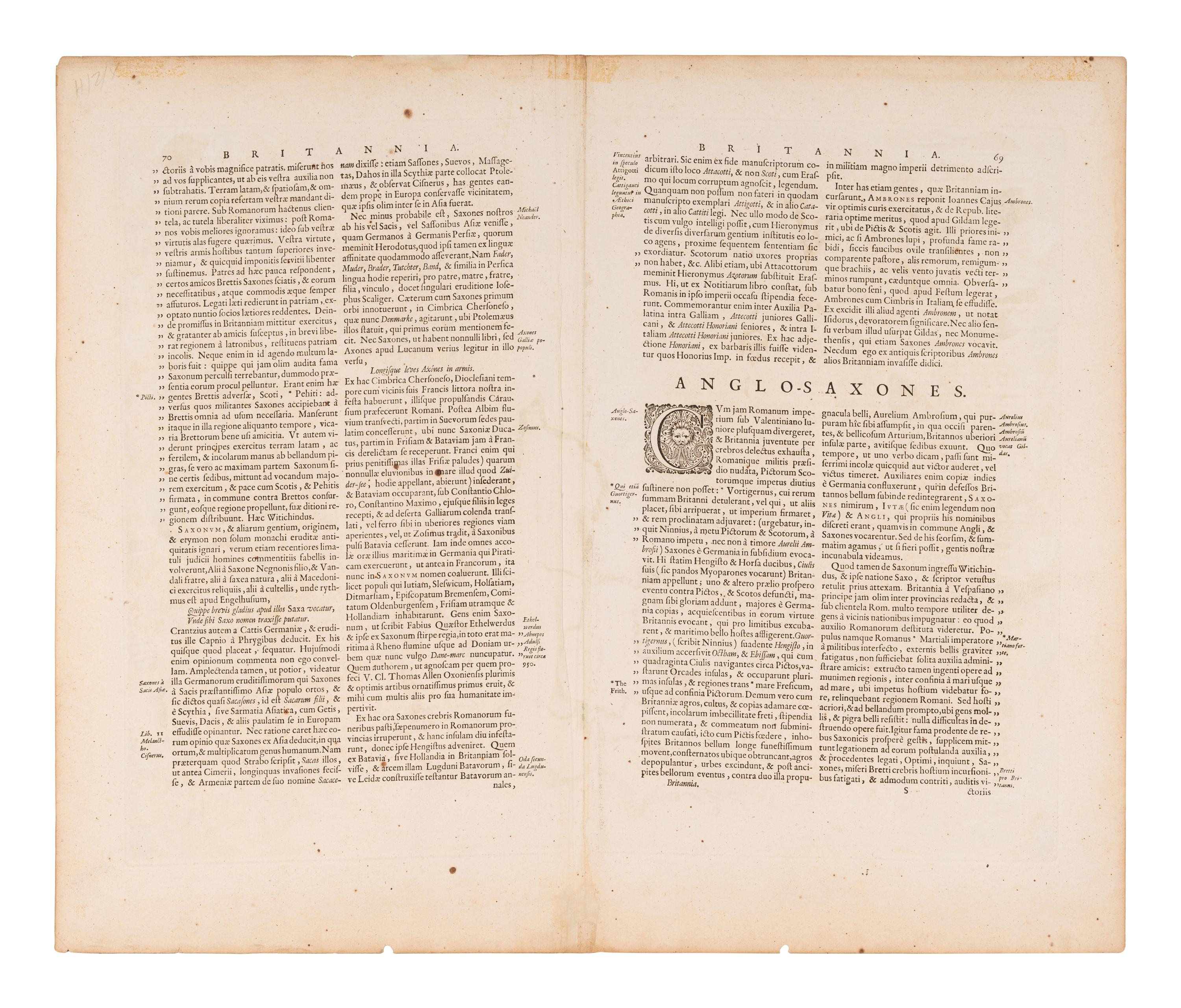 BLAEU, Willem (1571-1638). Britannia Prout Divisa Suit Temporibus Anglo-Saxonum Praesertim Durante Illorum Heptarchia . Amsterdam, ca 1645.