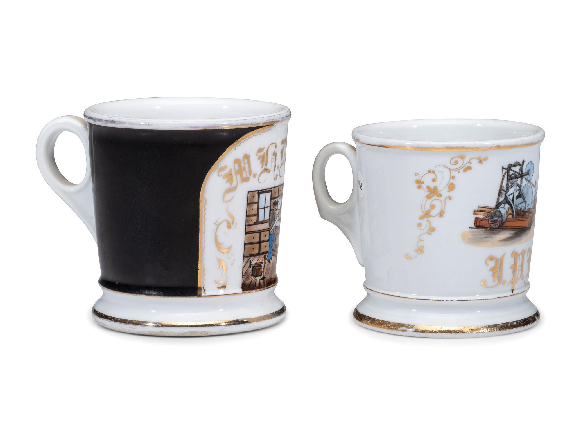 Two Sawyer's Porcelain Occupational Shaving Mugs