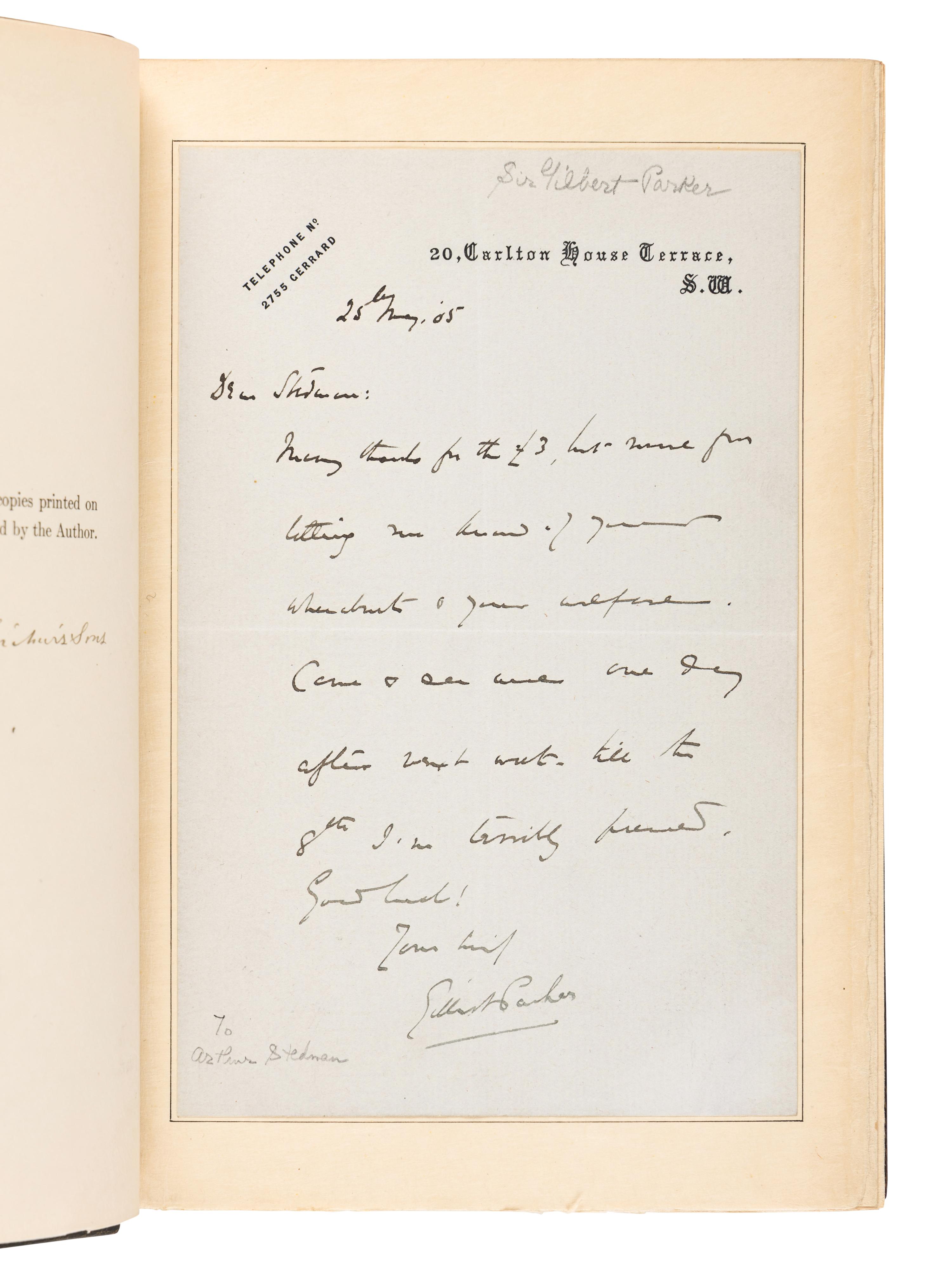 [BINDINGS]. PARKER, Gilbert, Sir (1862-1932). Works . New York: Charles Scribner's Sons, 1912-13.
