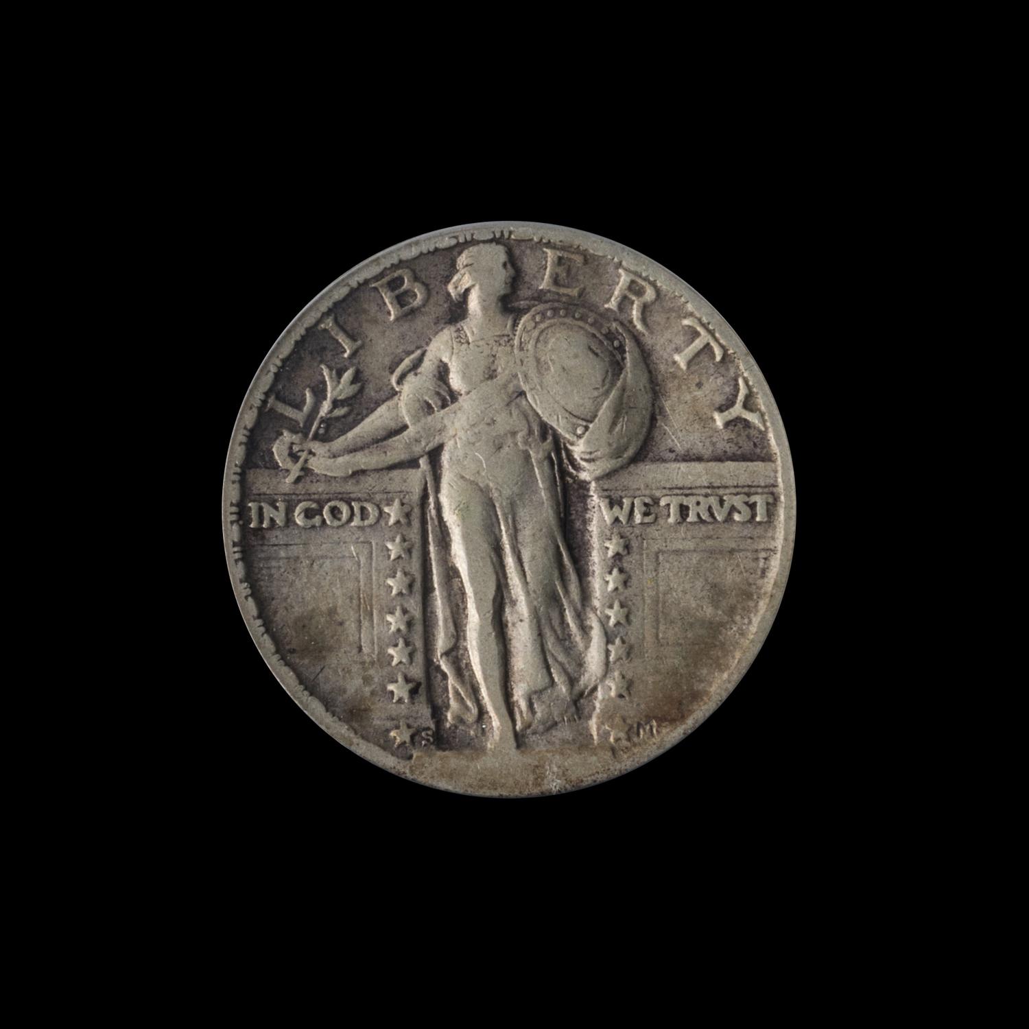 A United States 1923-S Standing Liberty 25c Coin