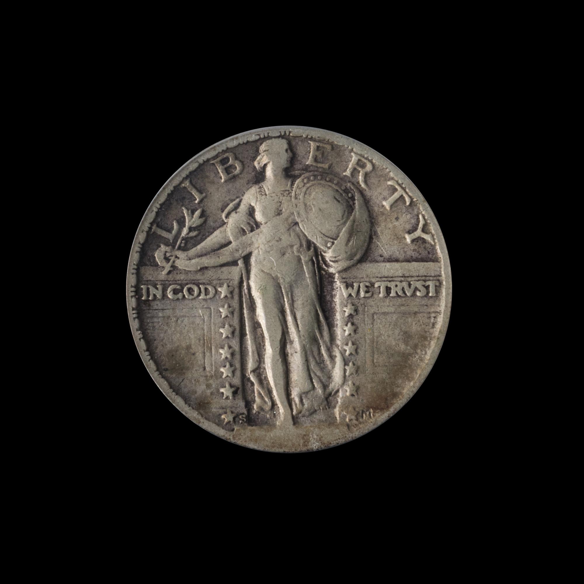 A United States 1923-S Standing Liberty 25c Coin
