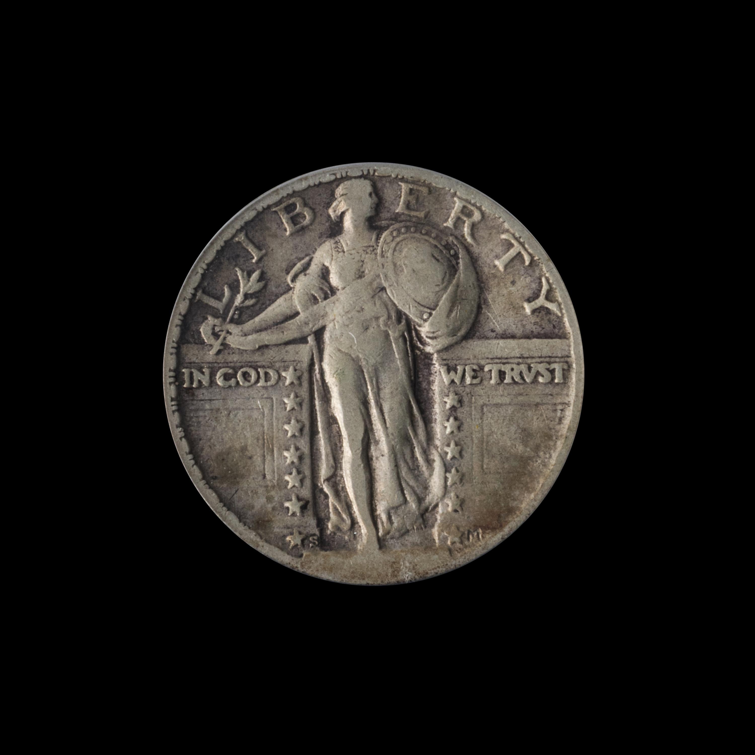 A United States 1923-S Standing Liberty 25c Coin