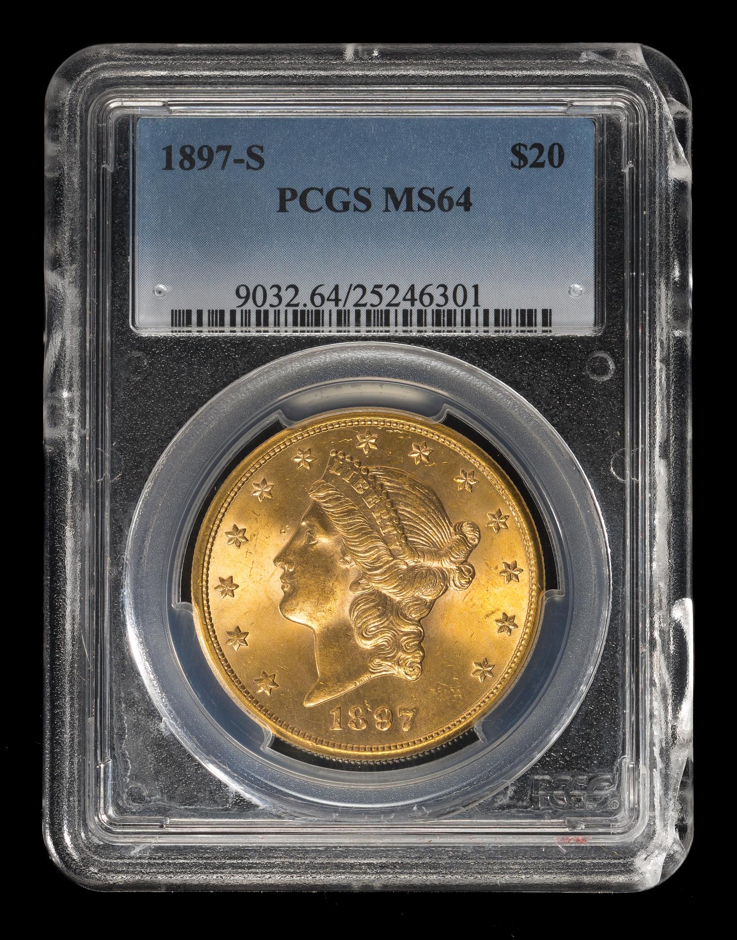 A United States 1897-S Liberty Head $20 Gold Coin
