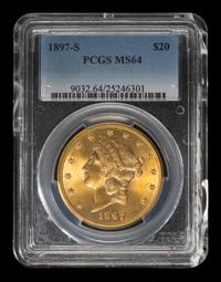 A United States 1897-S Liberty Head $20 Gold Coin