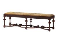 A William and Mary Style Carved Mahogany Needlepoint Upholstered Bench