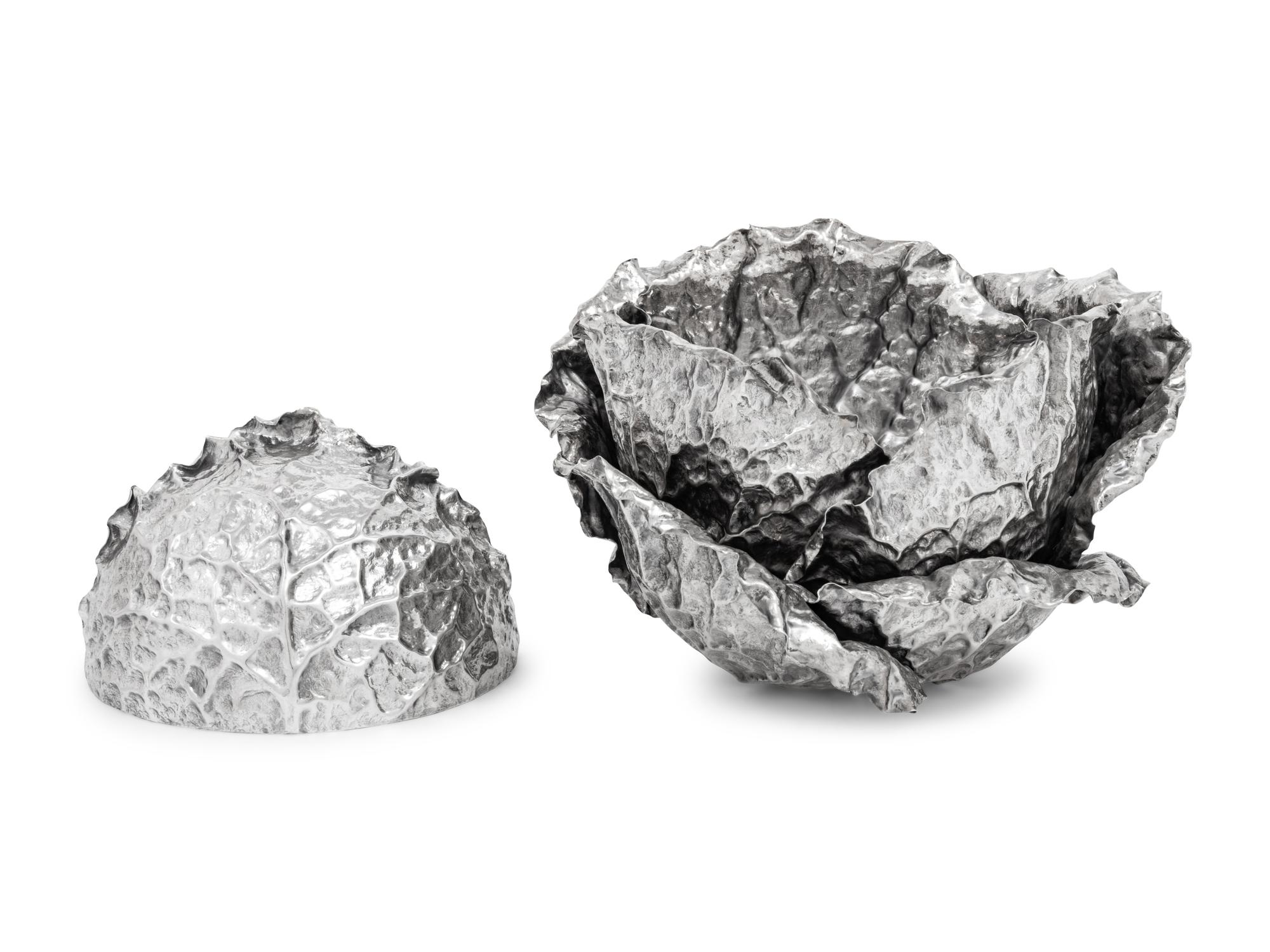 A Buccellati Silver Cabbage Form Covered Bowl