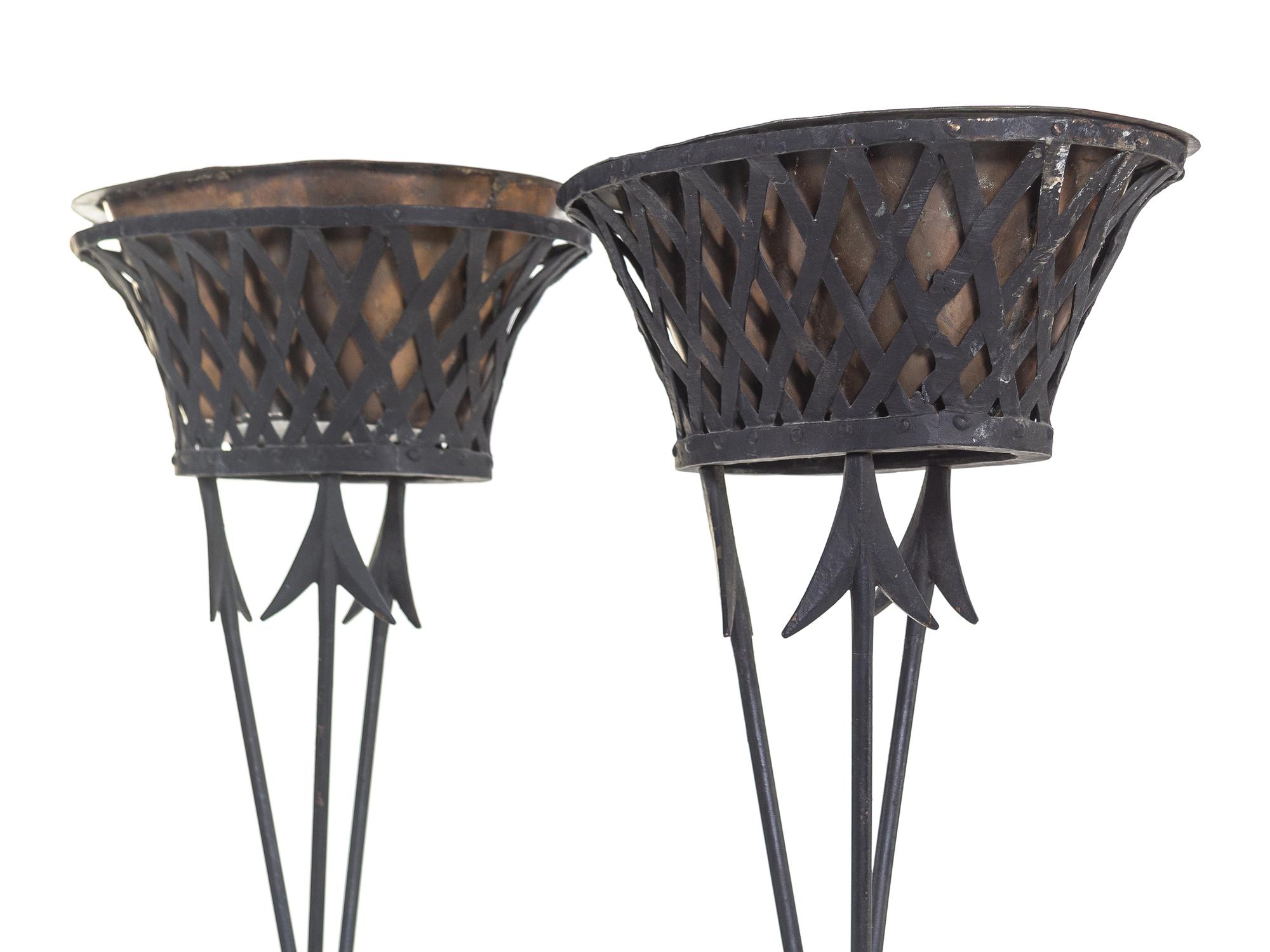 A Pair Empire Style Cast Metal Jardinière Stands