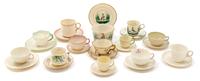 Eleven Belleek Teacup and Saucer Sets Height of tallest cup 3 1/8 inches. — FIRST BLACK MARK THROUGH THIRD BLACK MARK (1863-1946)