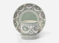 A Wedgwood Tricolor Jasperware Can Cup and Saucer, UK, late 19th century