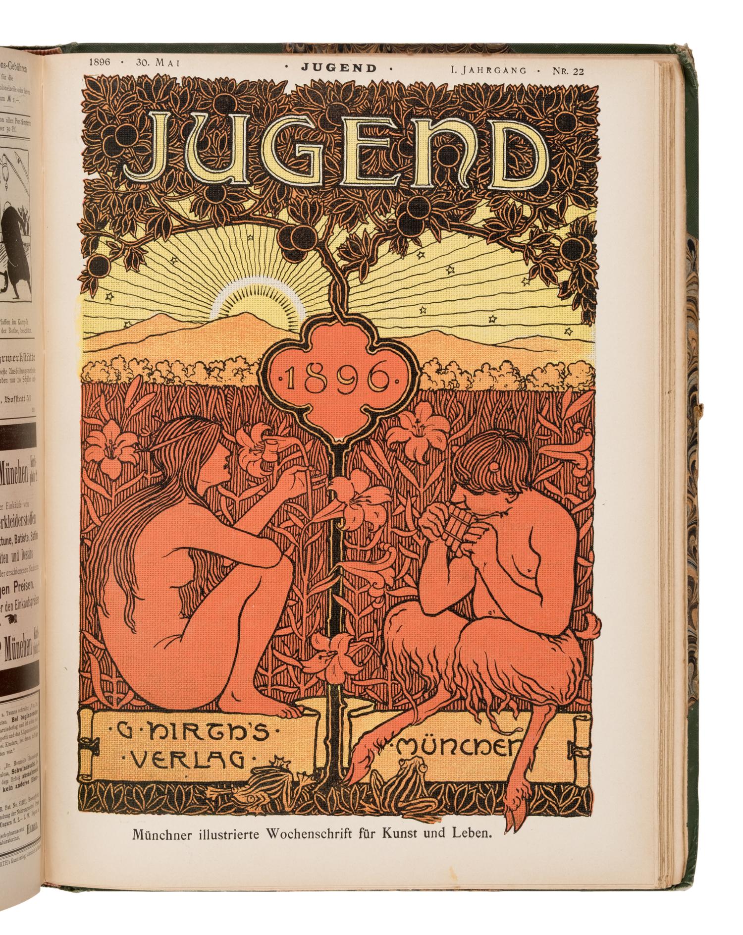 Hirth, Georg (1841-1916), editor. Jugend: Münchner illustrierte Wochenschrift für Kunst und Leben . Munich and Leipzig: G. Hirth's Kunstverlag, 1896-1900.