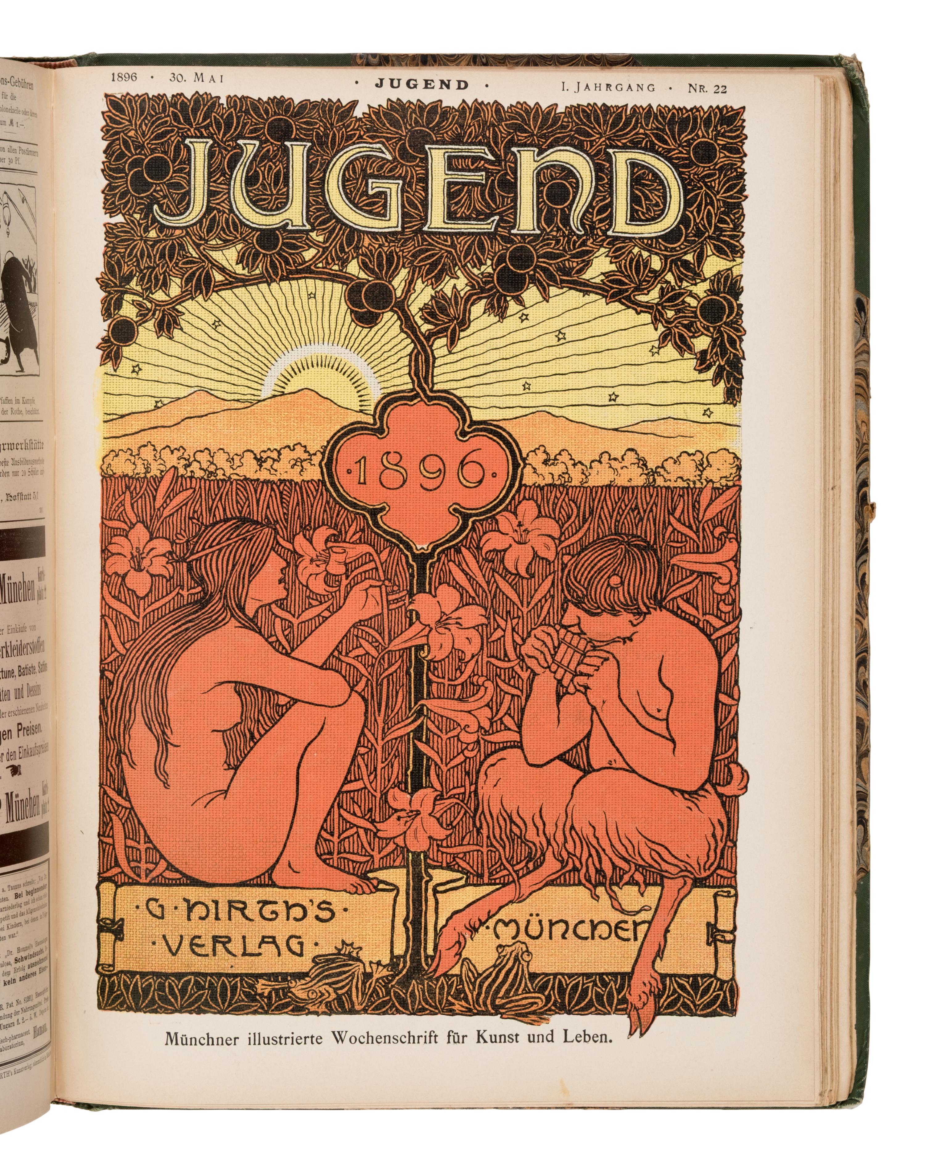Hirth, Georg (1841-1916), editor. Jugend: Münchner illustrierte Wochenschrift für Kunst und Leben . Munich and Leipzig: G. Hirth's Kunstverlag, 1896-1900.