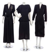 Three Fringed and Embellished Dresses, 1940s
