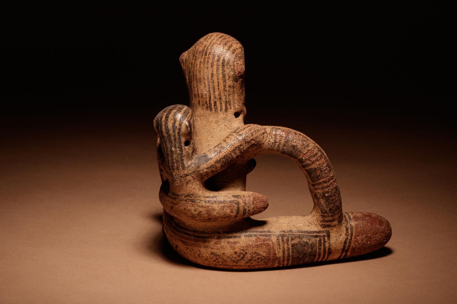 A Nicoya Polychrome Pottery Mother and Child