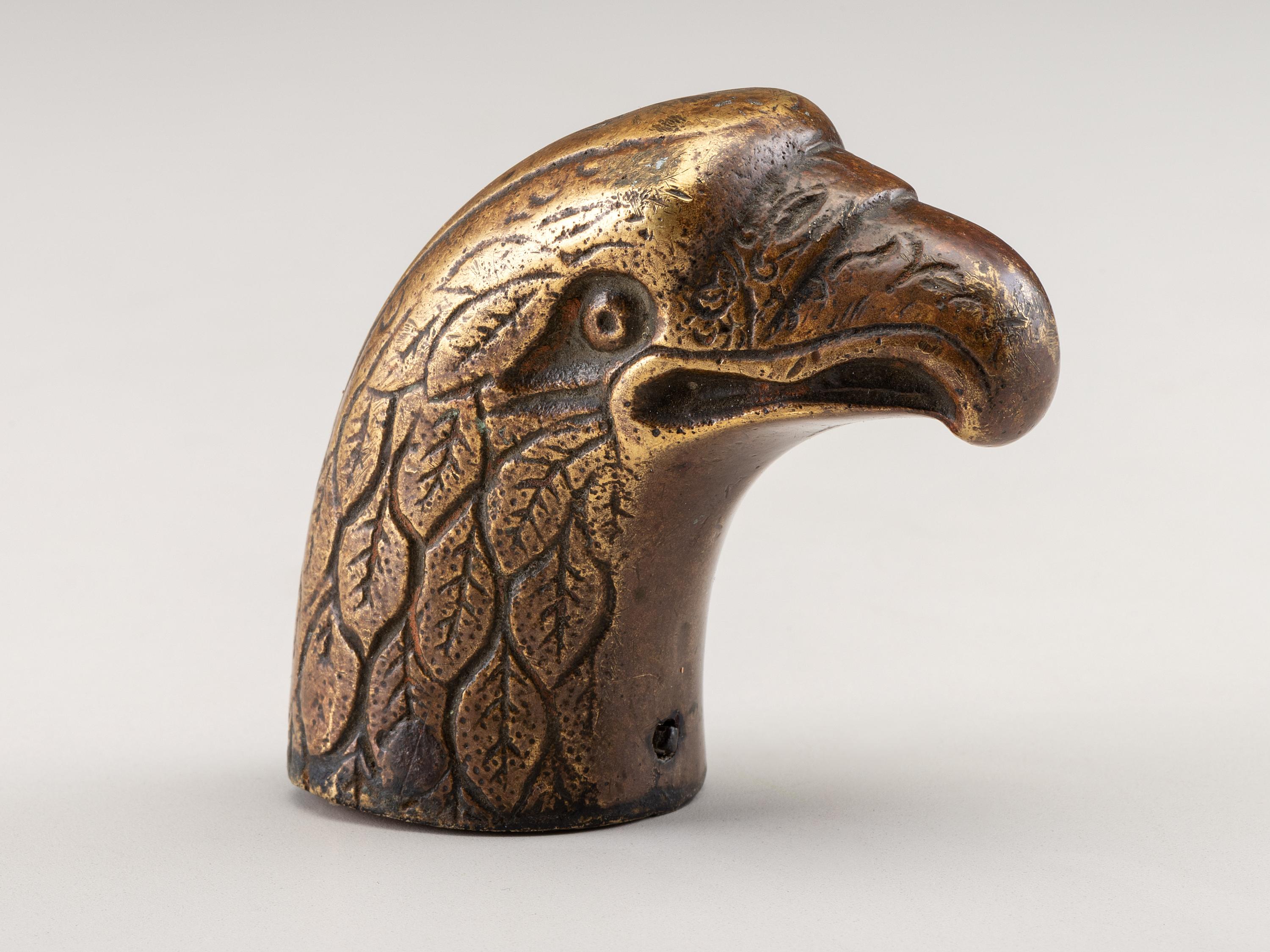[CIVIL WAR]. Likely pre-war ornate brass eagle head saddle pommel.