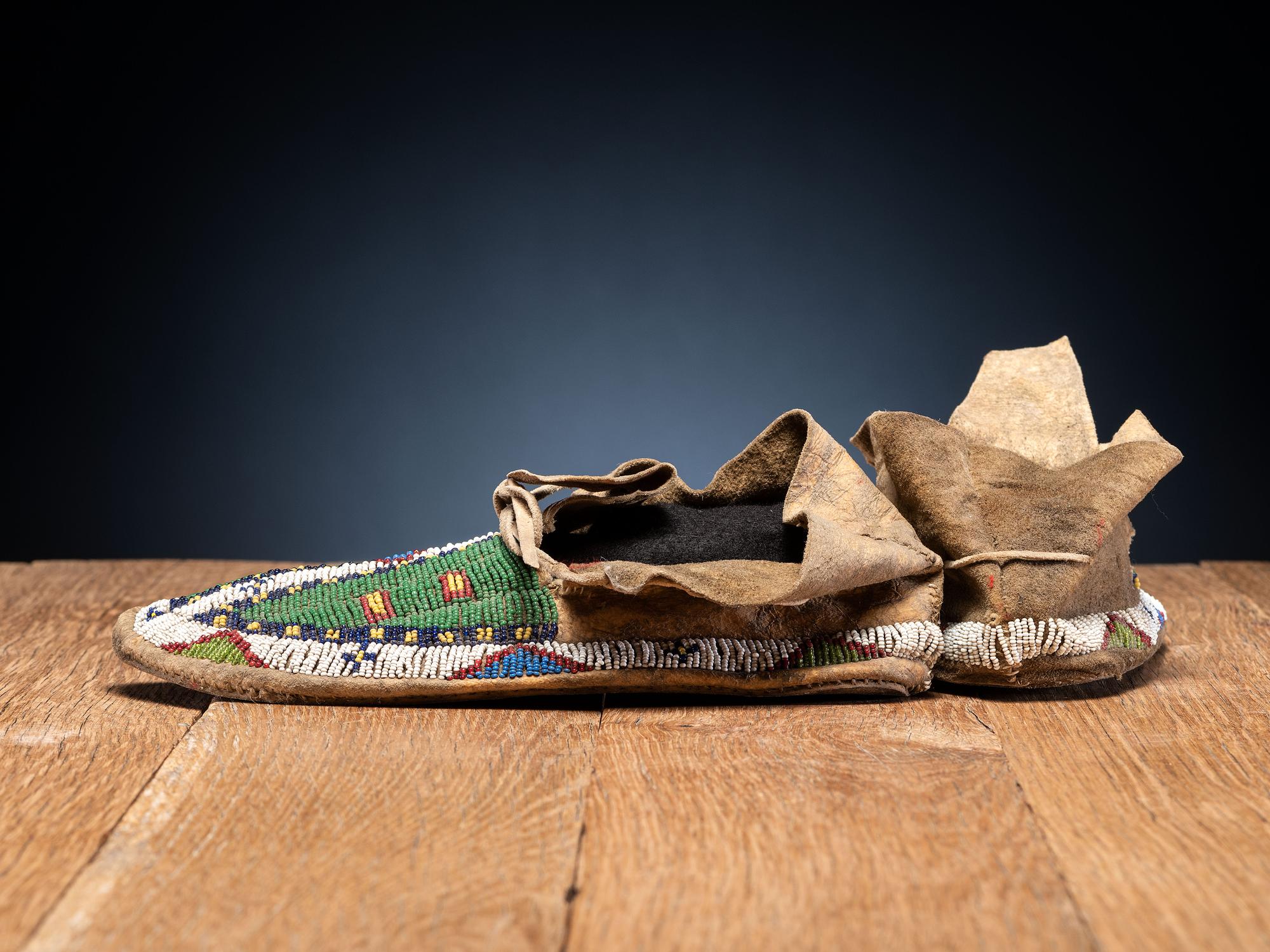 Sioux Beaded Buffalo Hide Moccasins