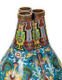 A Pair of Chinese Cloisonné Enamel 'Gourd' Vases
