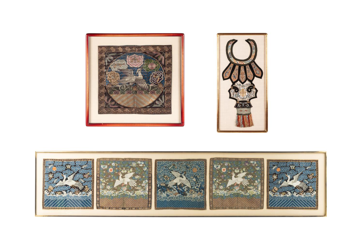 Six Embroidered Silk Rank Badges and a Cloud Collar