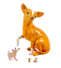 A Group of Four Chihuahuas Height of tallest 10 1/2 inches.