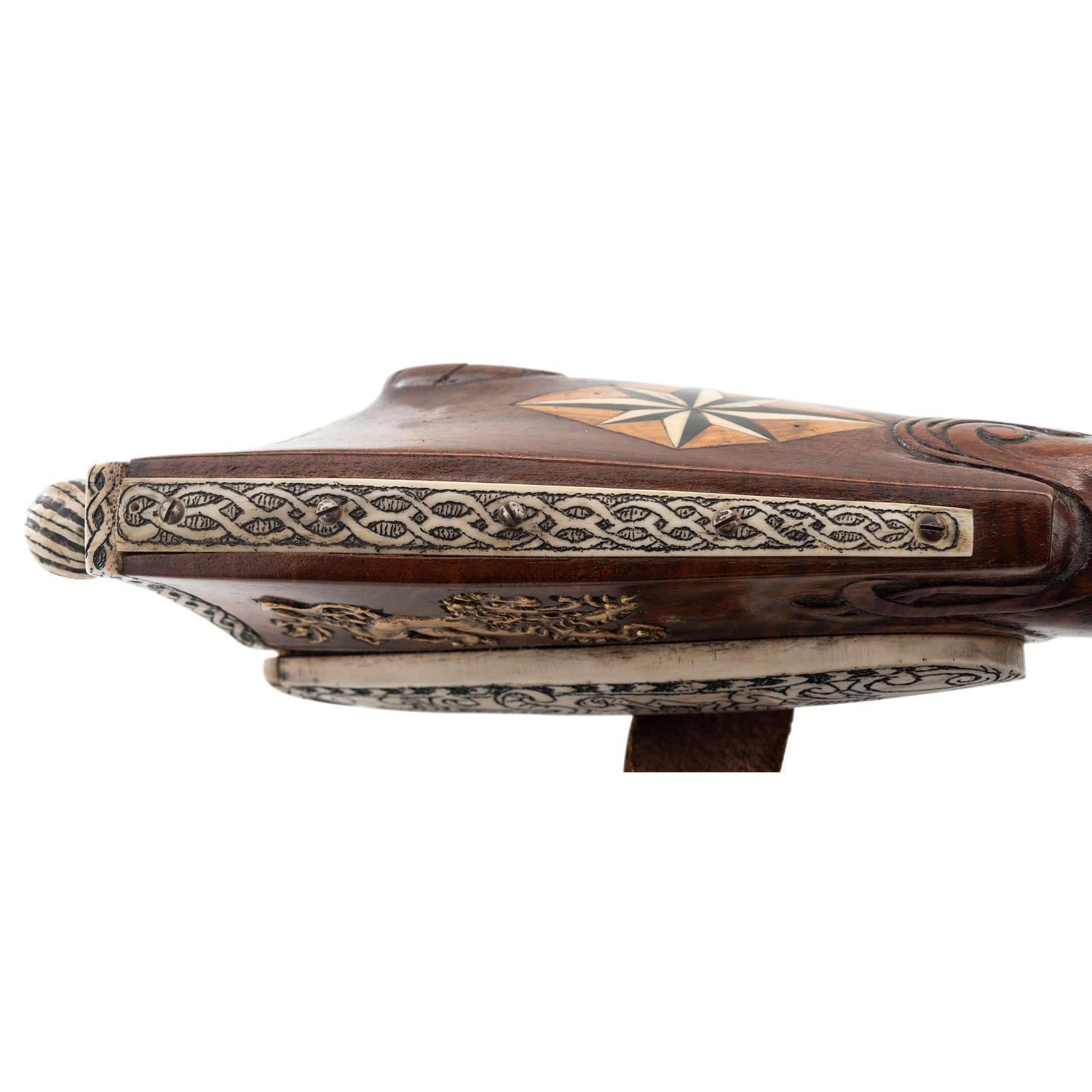 Contemporary Cheekstock Flintlock Rifle with Compass Inlay by John B. Derrick (American, b.1936)