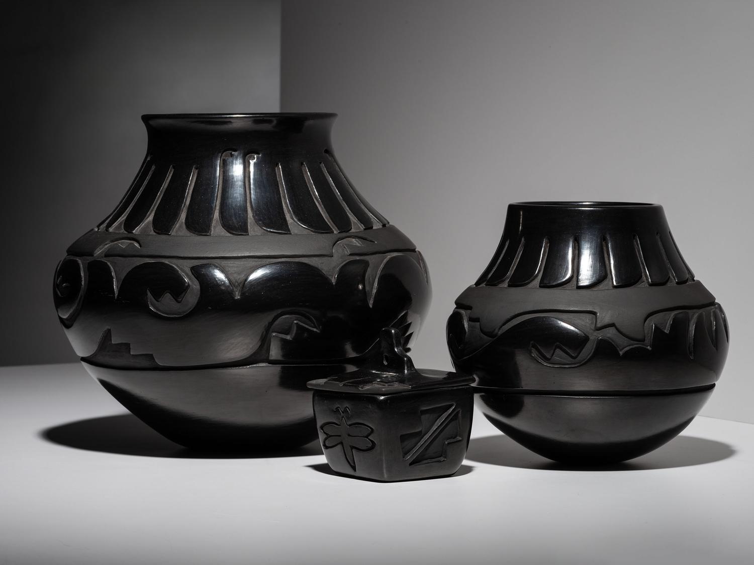Carved Blackware Pottery