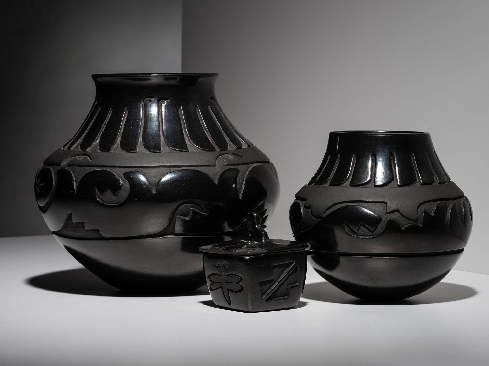 Carved Blackware Pottery