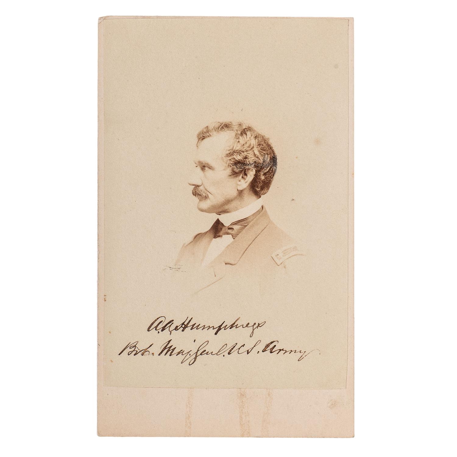 [CIVIL WAR]. Brevet Major General Andrew A. Humphreys signed CDV. Philadelphia: F. Gutekunst, n.d.
