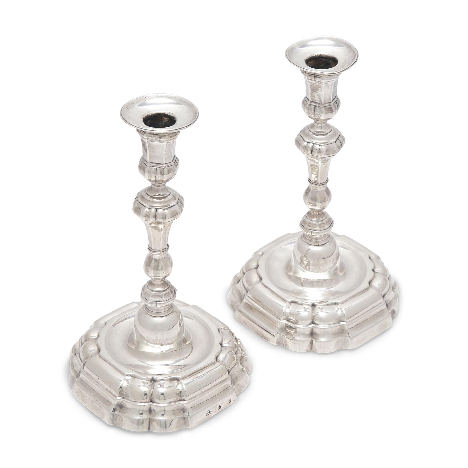 A Pair of Spanish Silver Candlesticks