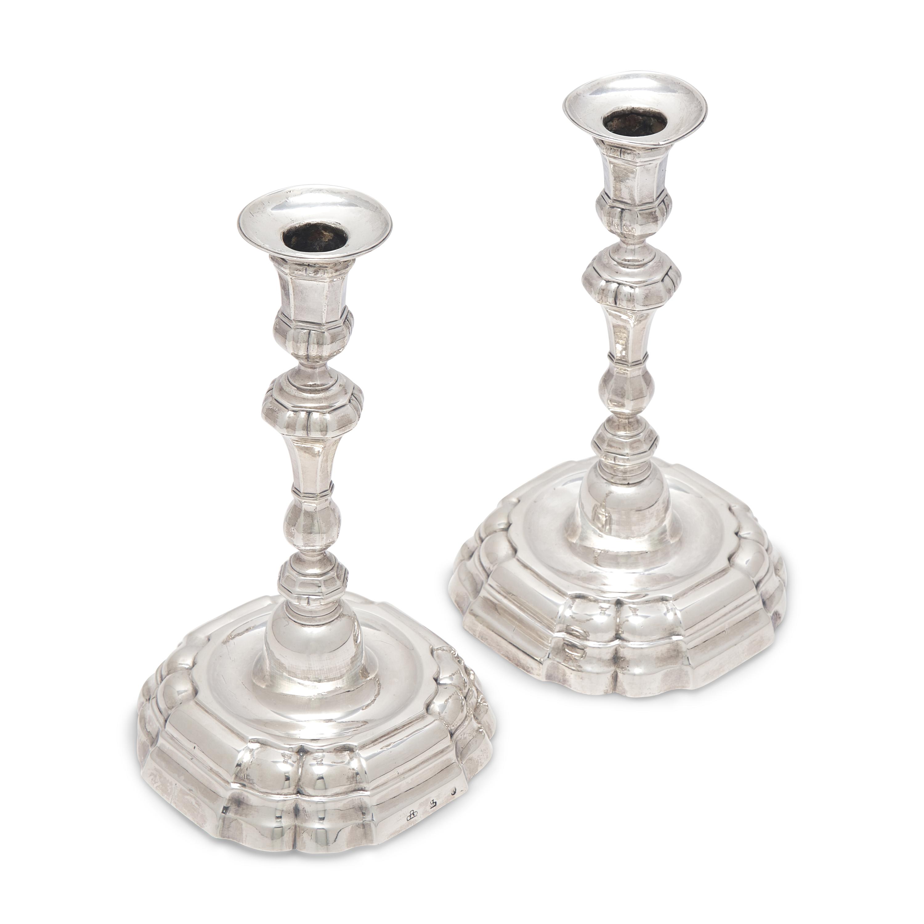 A Pair of Spanish Silver Candlesticks