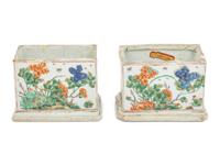 A Pair of Famille Verte Porcelain Figures of Fu Lions