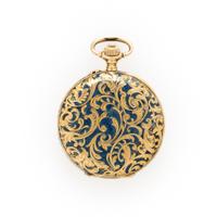 Antique, Russian, Pavel Bure, 14K Yellow Gold and Enamel Hunter Case Pocket Watch