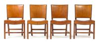 A Set of Eight Barcelona Dining Chairs, Model 3758, Kaare Klint for Rud. Rasmussens Snedkerier Height 33 1/2 x width 20 3/4 x depth 20
