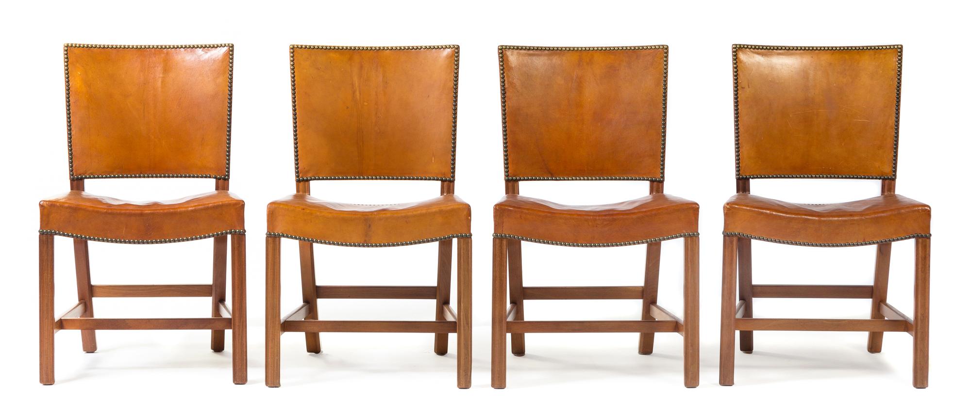 A Set of Eight Barcelona Dining Chairs, Model 3758, Kaare Klint for Rud. Rasmussens Snedkerier Height 33 1/2 x width 20 3/4 x depth 20