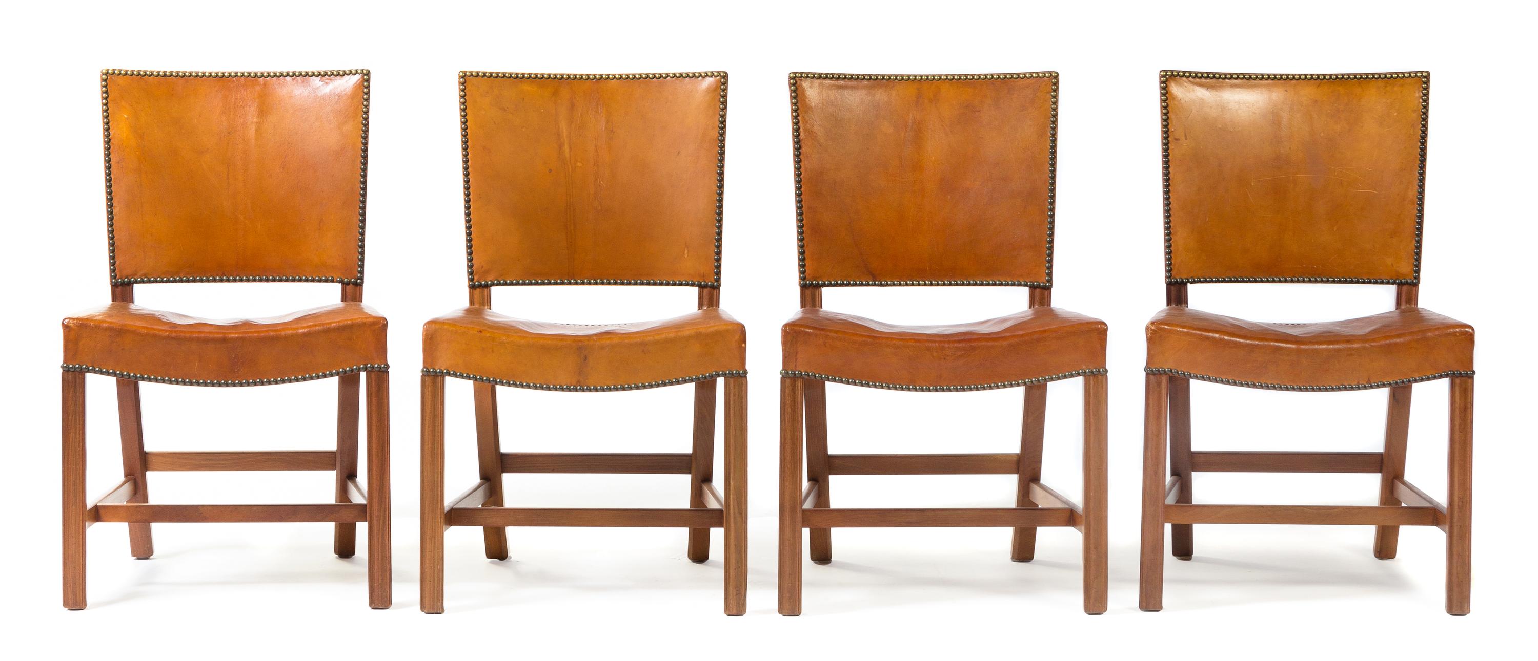 A Set of Eight Barcelona Dining Chairs, Model 3758, Kaare Klint for Rud. Rasmussens Snedkerier Height 33 1/2 x width 20 3/4 x depth 20