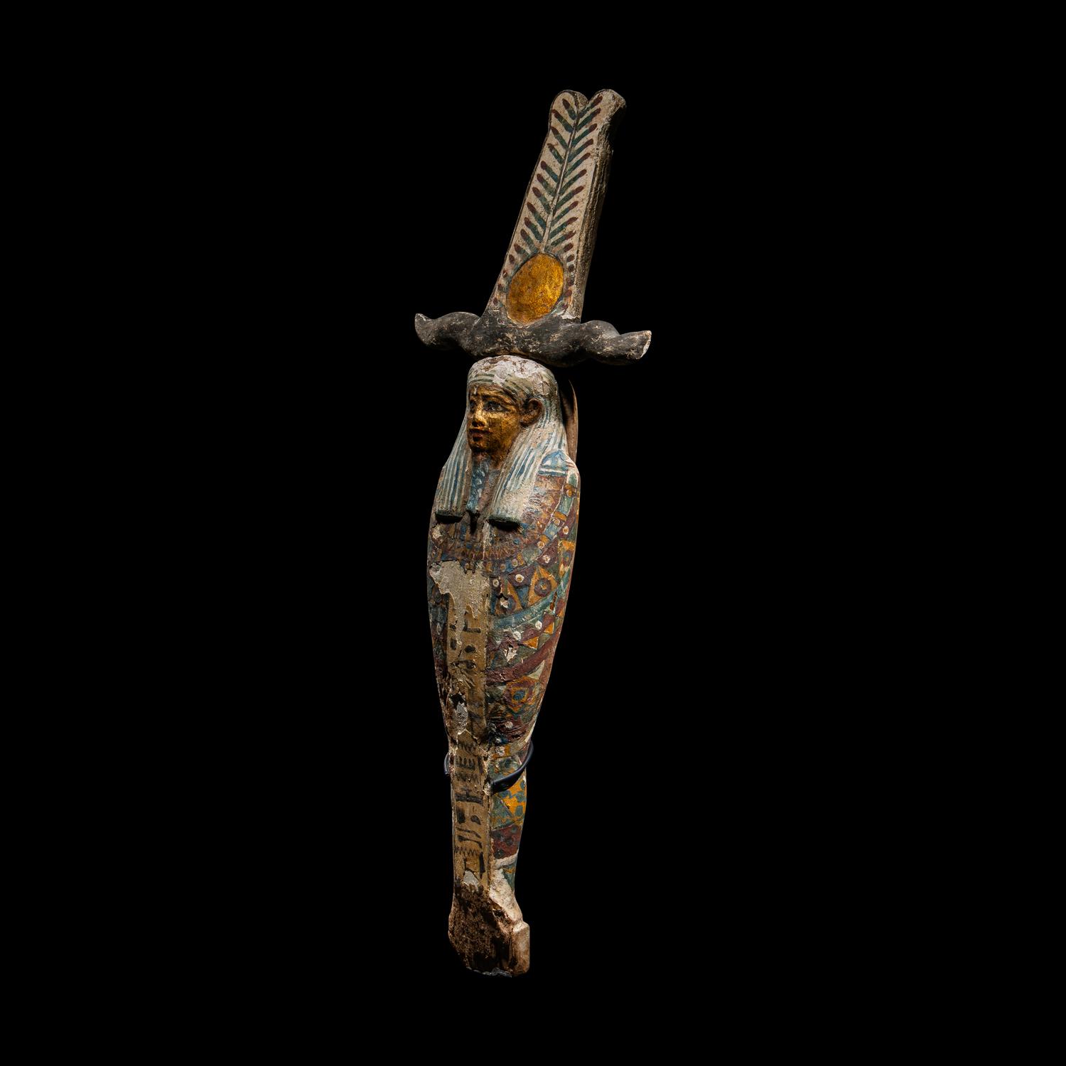 An Egyptian Gilt and Painted Wood Ptah-Sokar-Osiris