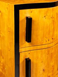 A Pair of Art Deco Style Burlwood and Part Ebonized Tall Chests