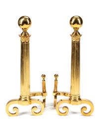 A Pair of Neoclassical Gilt Bronze Andirons