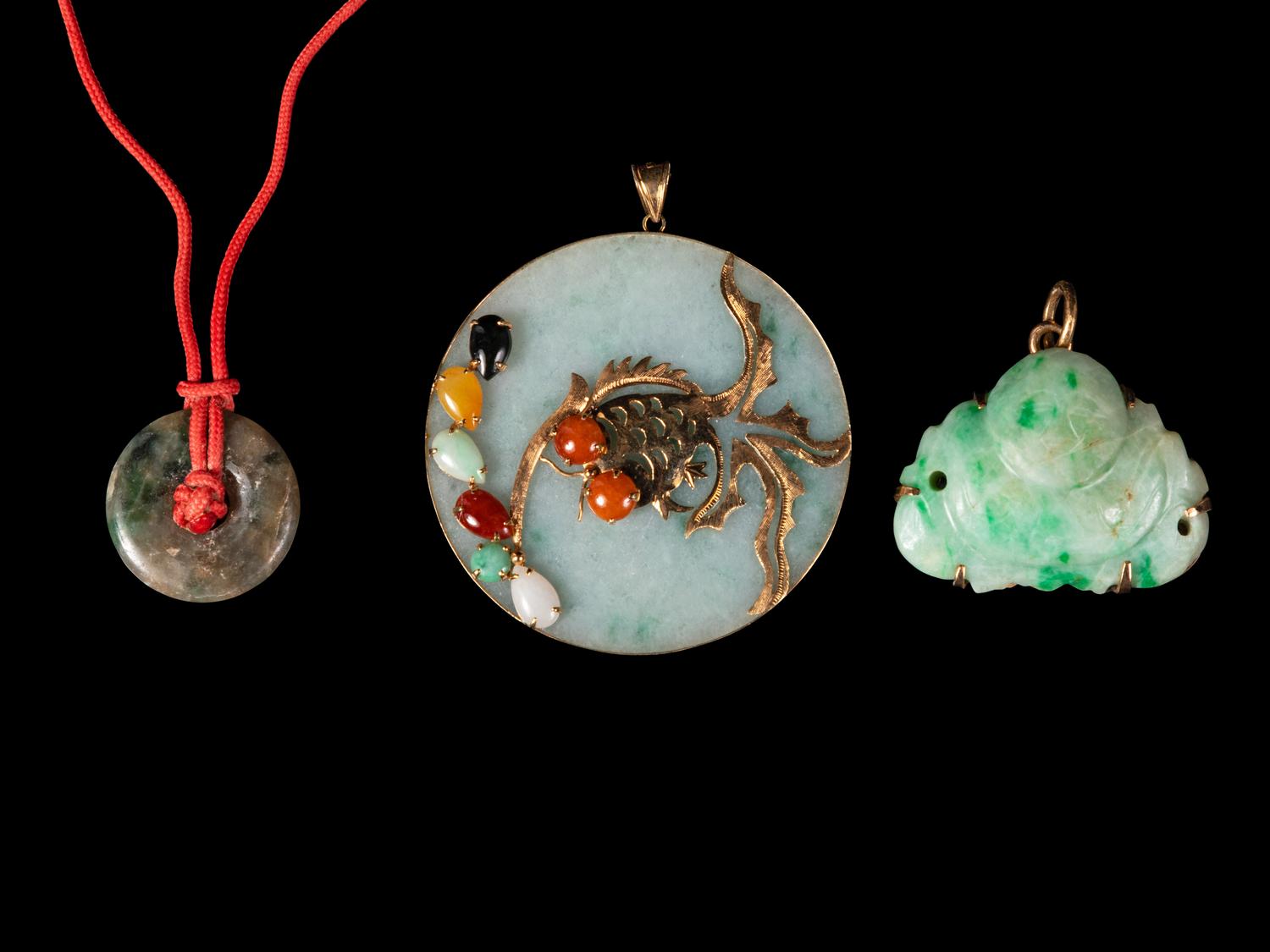 Three Chinese Jadeite Pendants