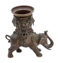 A Victorian Era Indian Bronze Elephant Oil Lamp