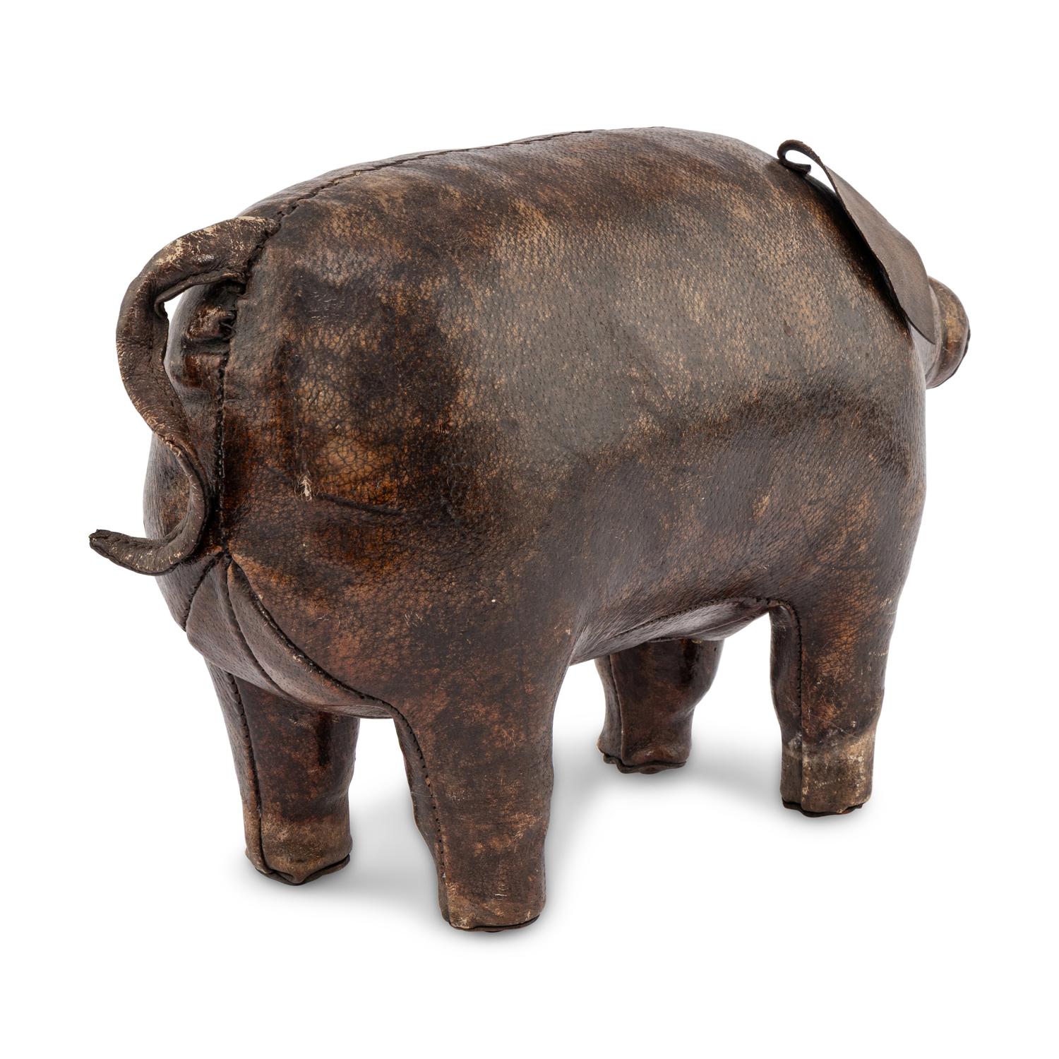 An Omersa Leather Pig-Form Stool