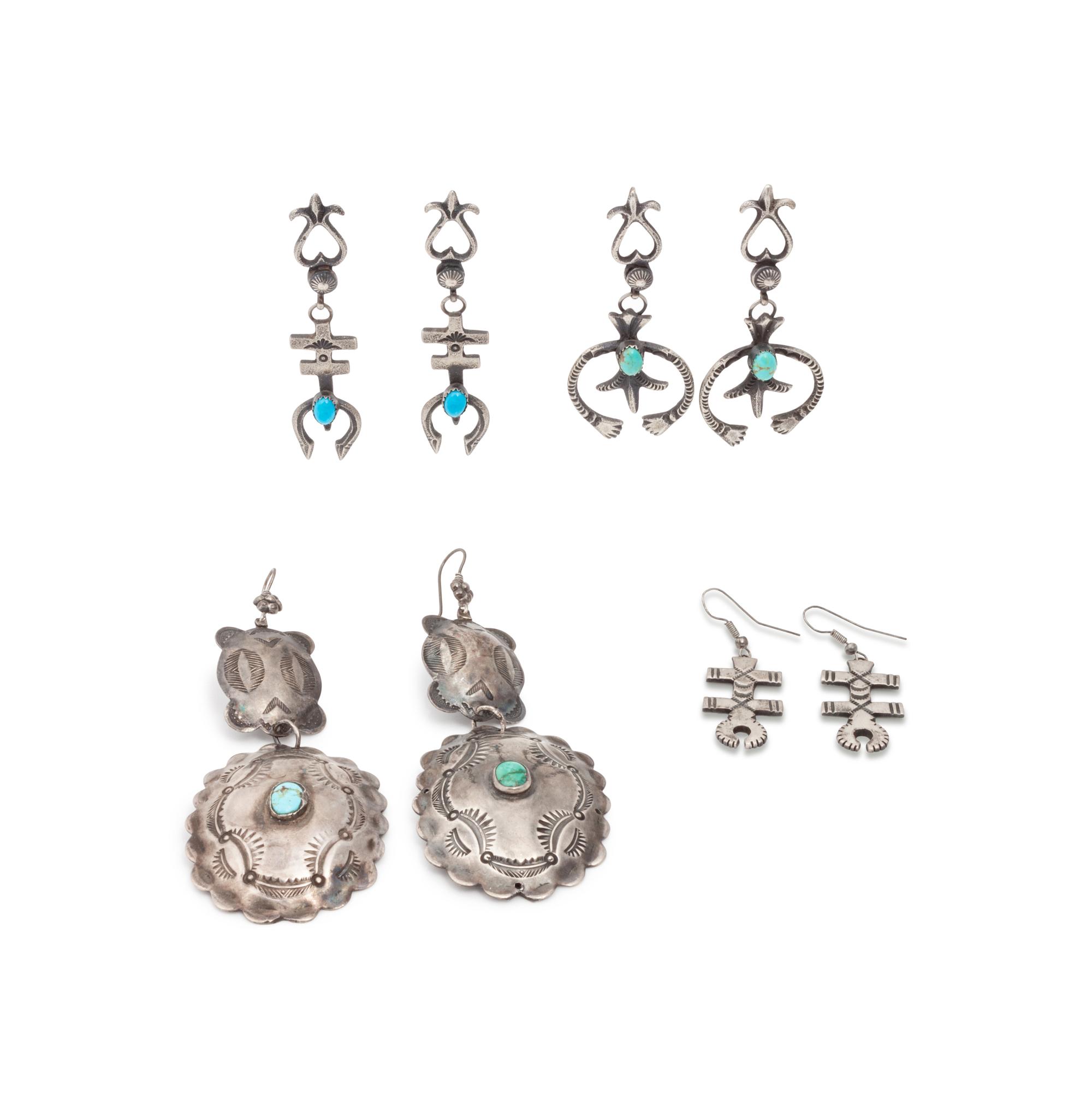 Navajo Silver and Turquoise Earrings