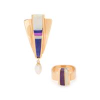 YELLOW GOLD AND MULTIGEM INLAY SET