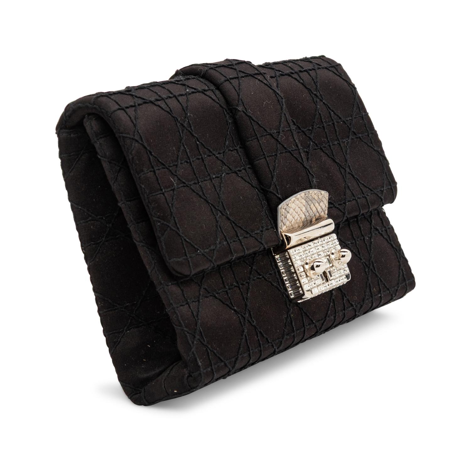 Christian Dior, Black Satin New Lock Clutch