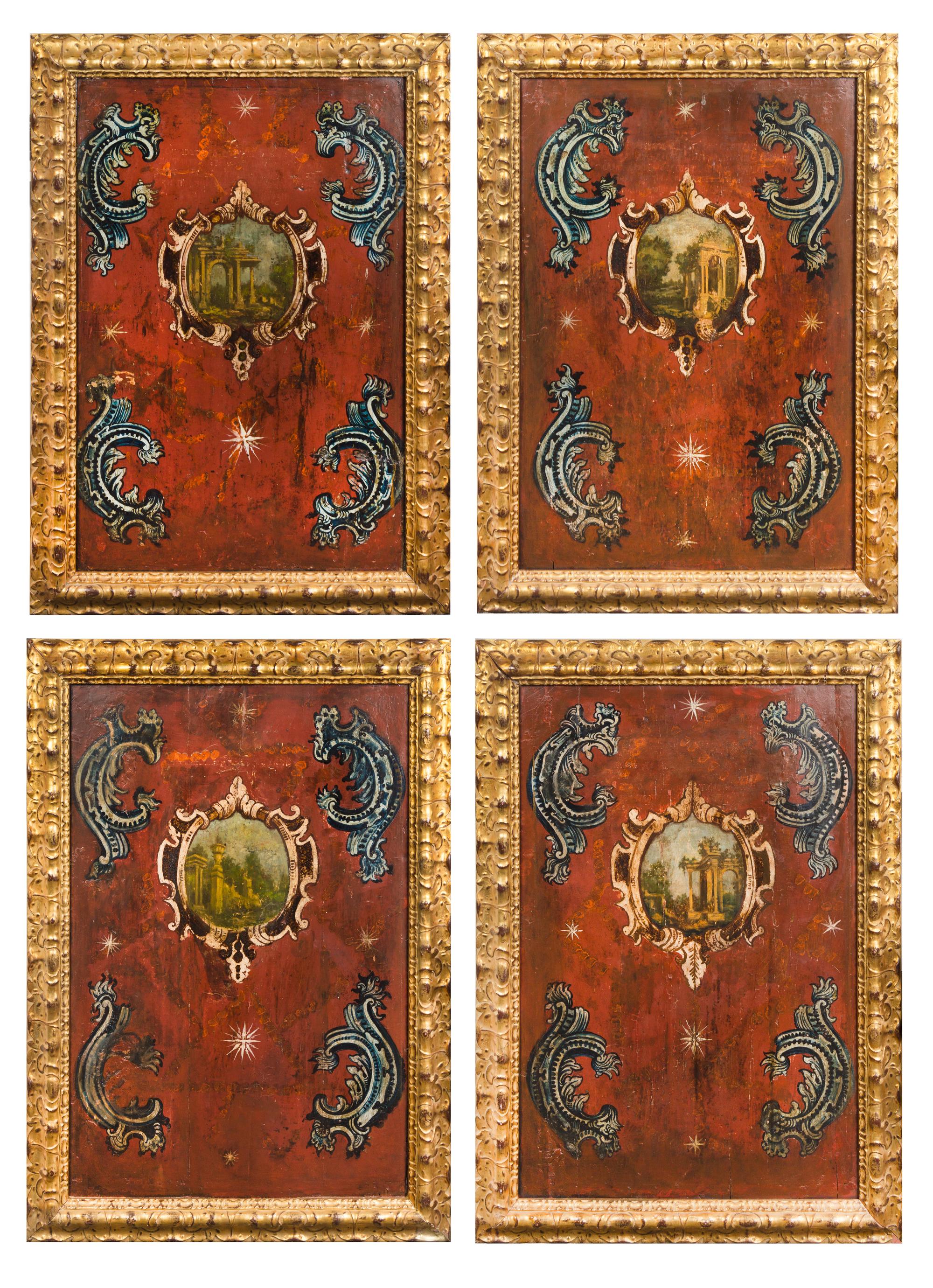 A Set of Four Italian Painted Panels Height 37 1/2 x width 25 inches. — 18TH/19TH CENTURY