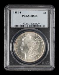 An 1881-S Morgan Silver Dollar Coin [PCGS MS65]