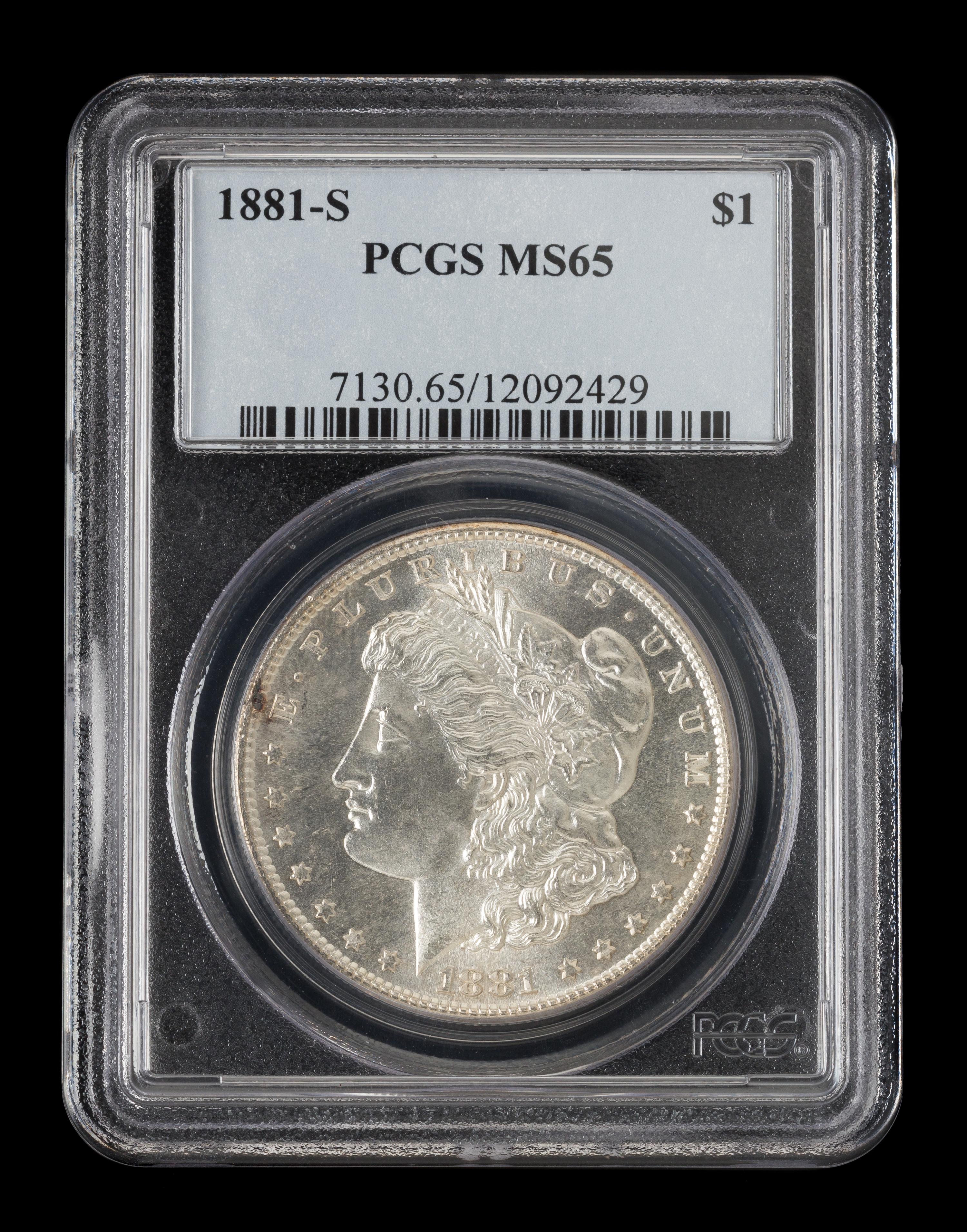 An 1881-S Morgan Silver Dollar Coin [PCGS MS65]